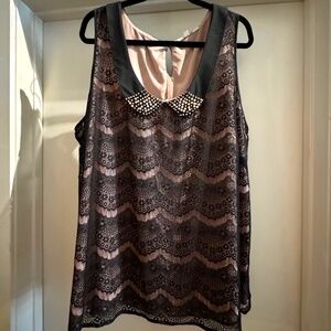 Daniel Rainn women's 2X, sleeveless blouse pink black